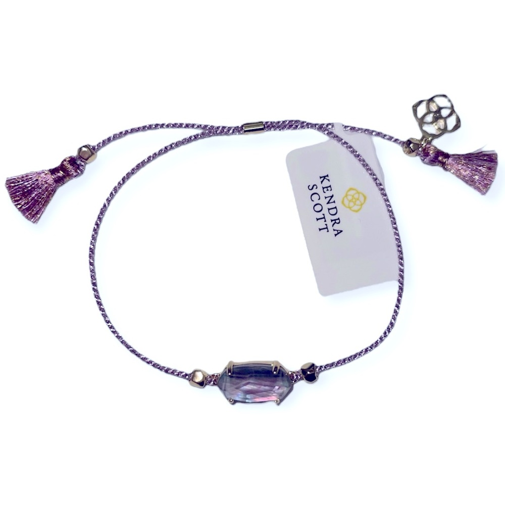 KENDRA SCOTT Everlyne Friendship Bracelet Lilac Cord Gold Slider Abalone NWT